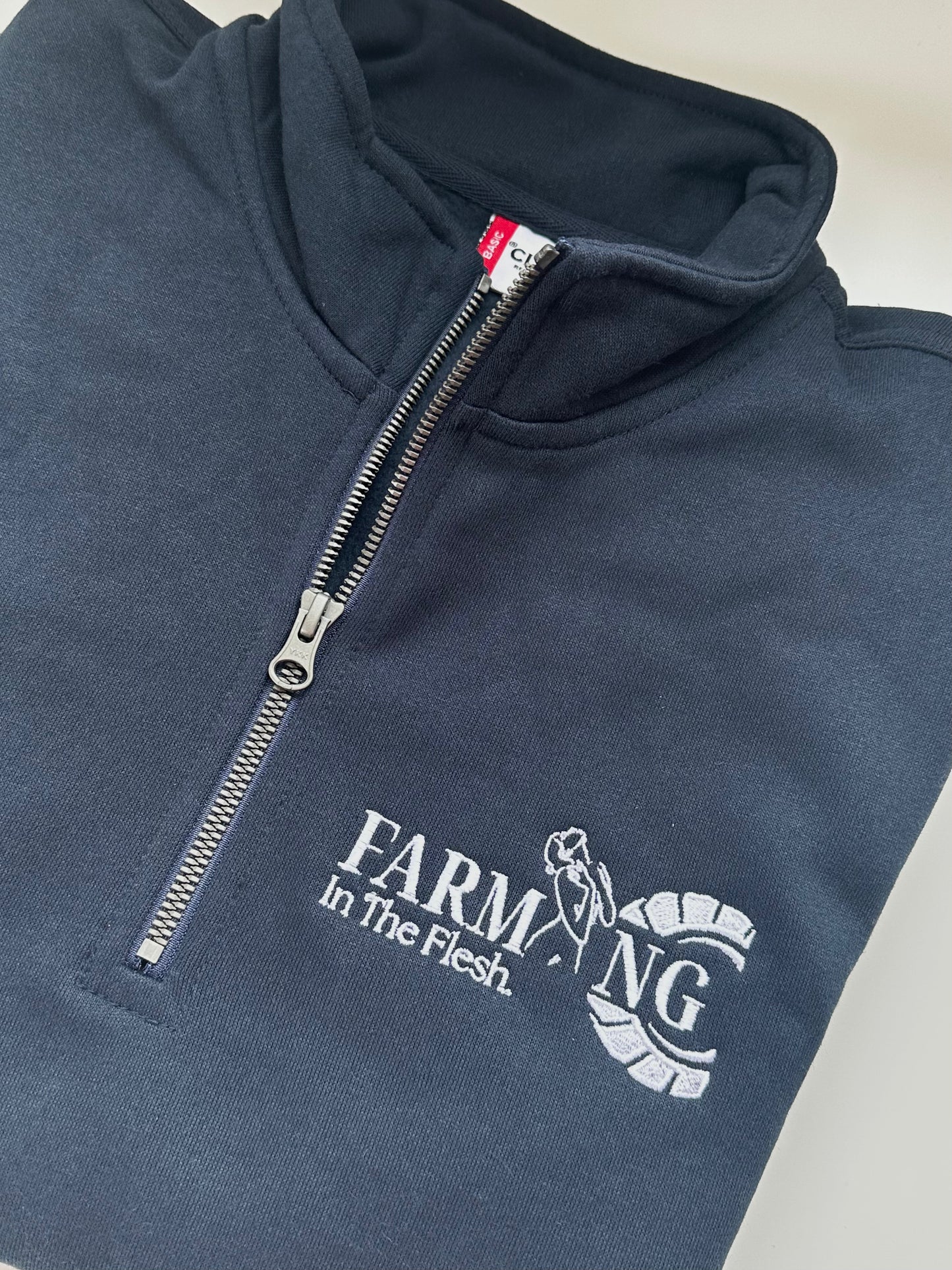 Navy Farming In The Flesh Unisex 1/4 Zip Sweatshirt