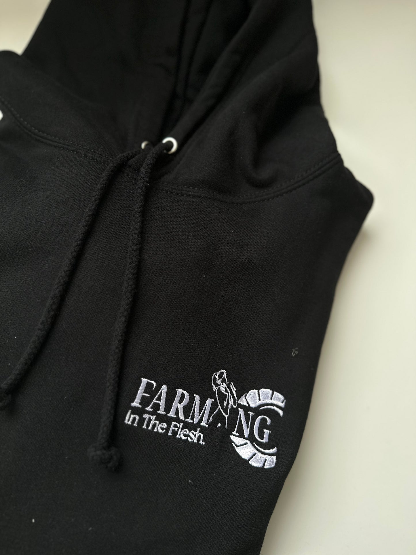 Black Embroidered Farming In The Flesh Hoodie