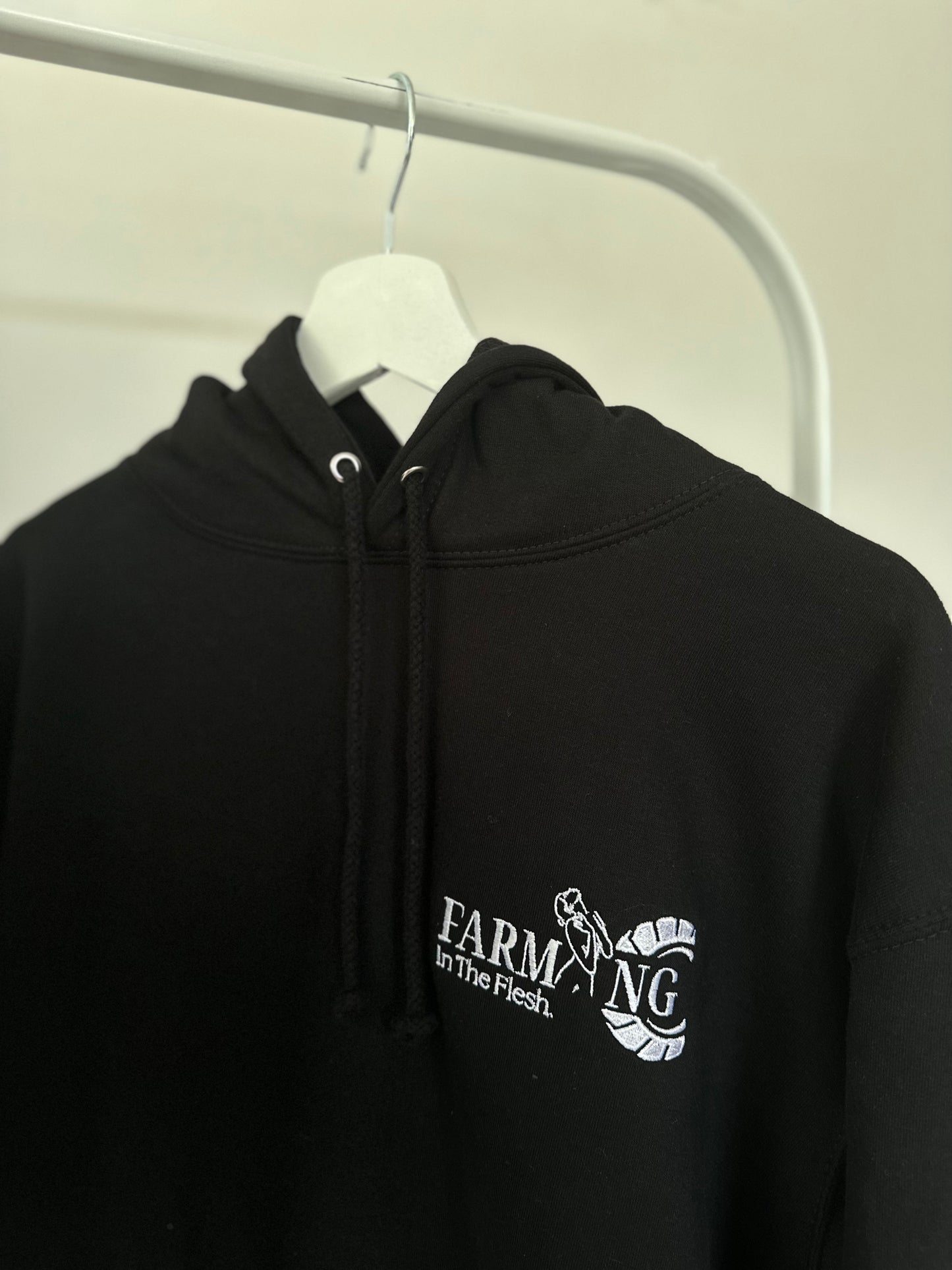 Black Embroidered Farming In The Flesh Hoodie